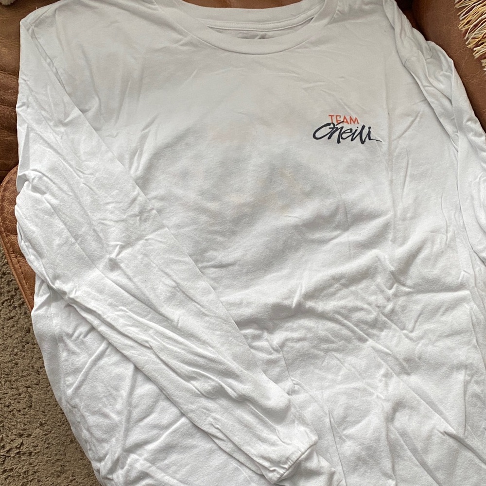 O'Neill White Long Sleeve Tee with Black and Red Accents